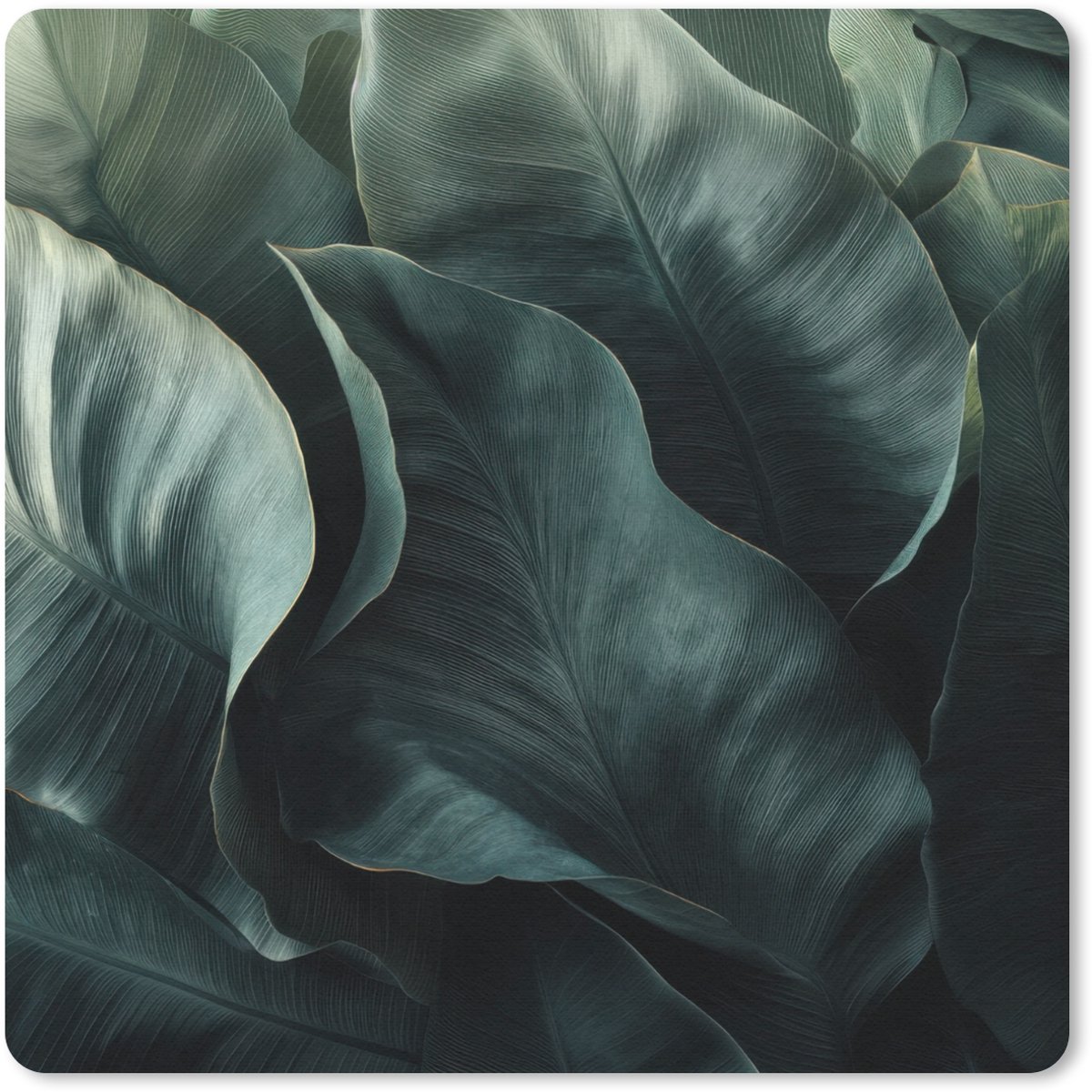 Muismat 20x20 cm - Mousepad Groen - Bladeren - Glad - Nerven - Muismatten