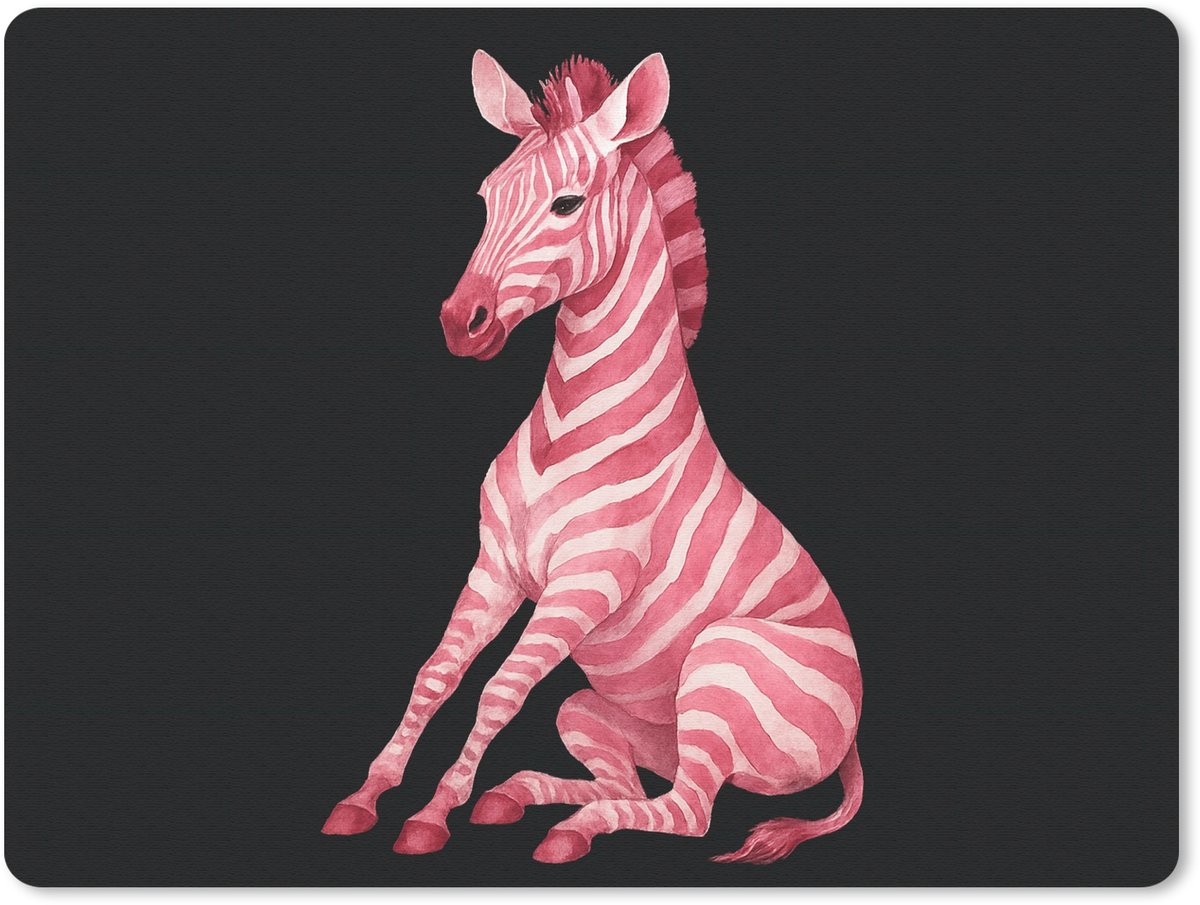Muismat 23x19 cm - Mousepad Zebra - Roze - Gestreept - Muismatten