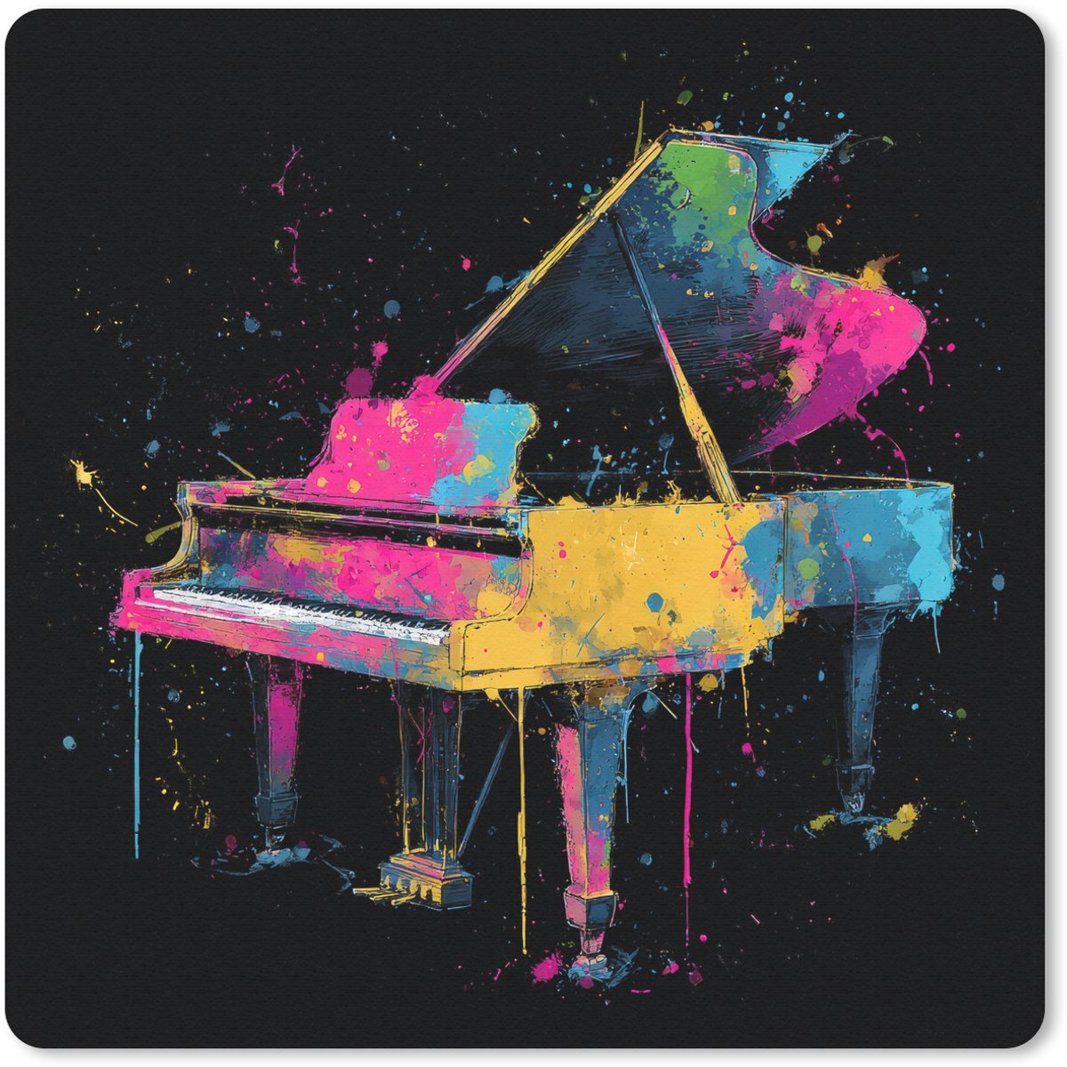 Muismat 20x20 cm - Mousepad Piano - Kleurrijk - Verf - Modern - Muismatten