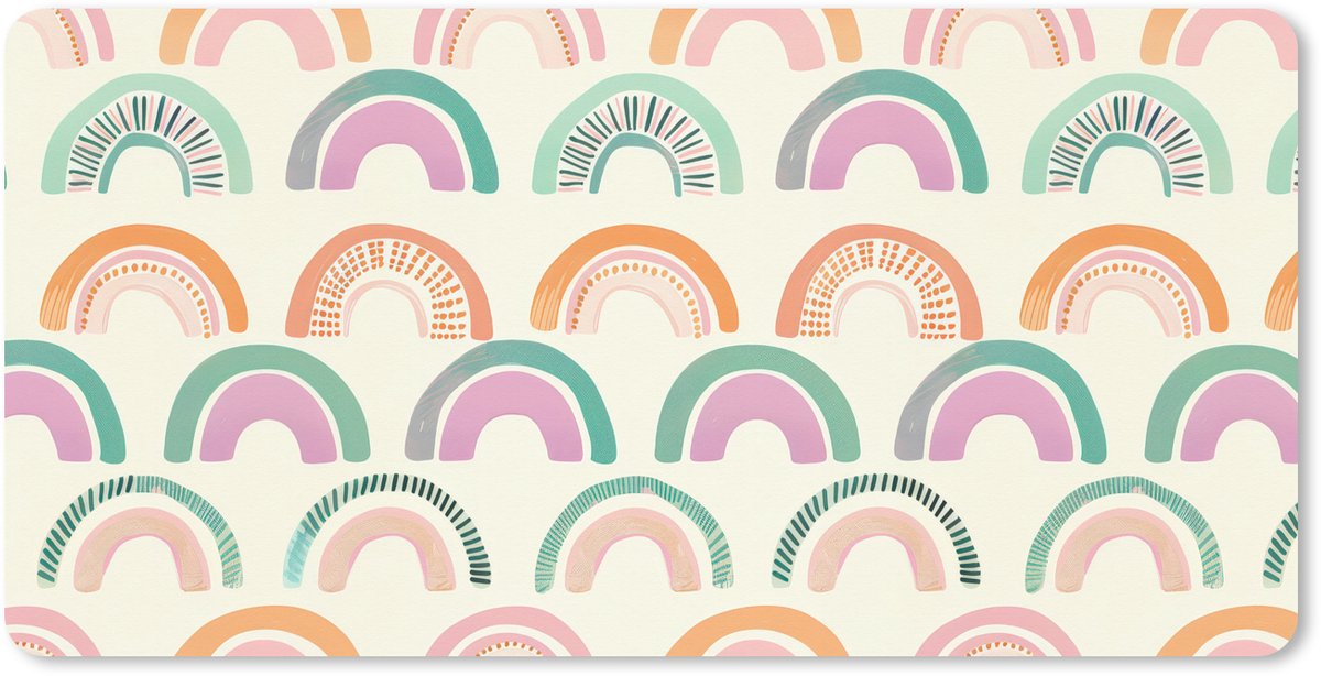 Muismat XXL 100x50 cm - Bureau onderlegger - Bureau mat Regenboog - Pastel - Patroon - Bureaumat - Gaming mousepad xl - Bureaulegger groot - Computer deskmat