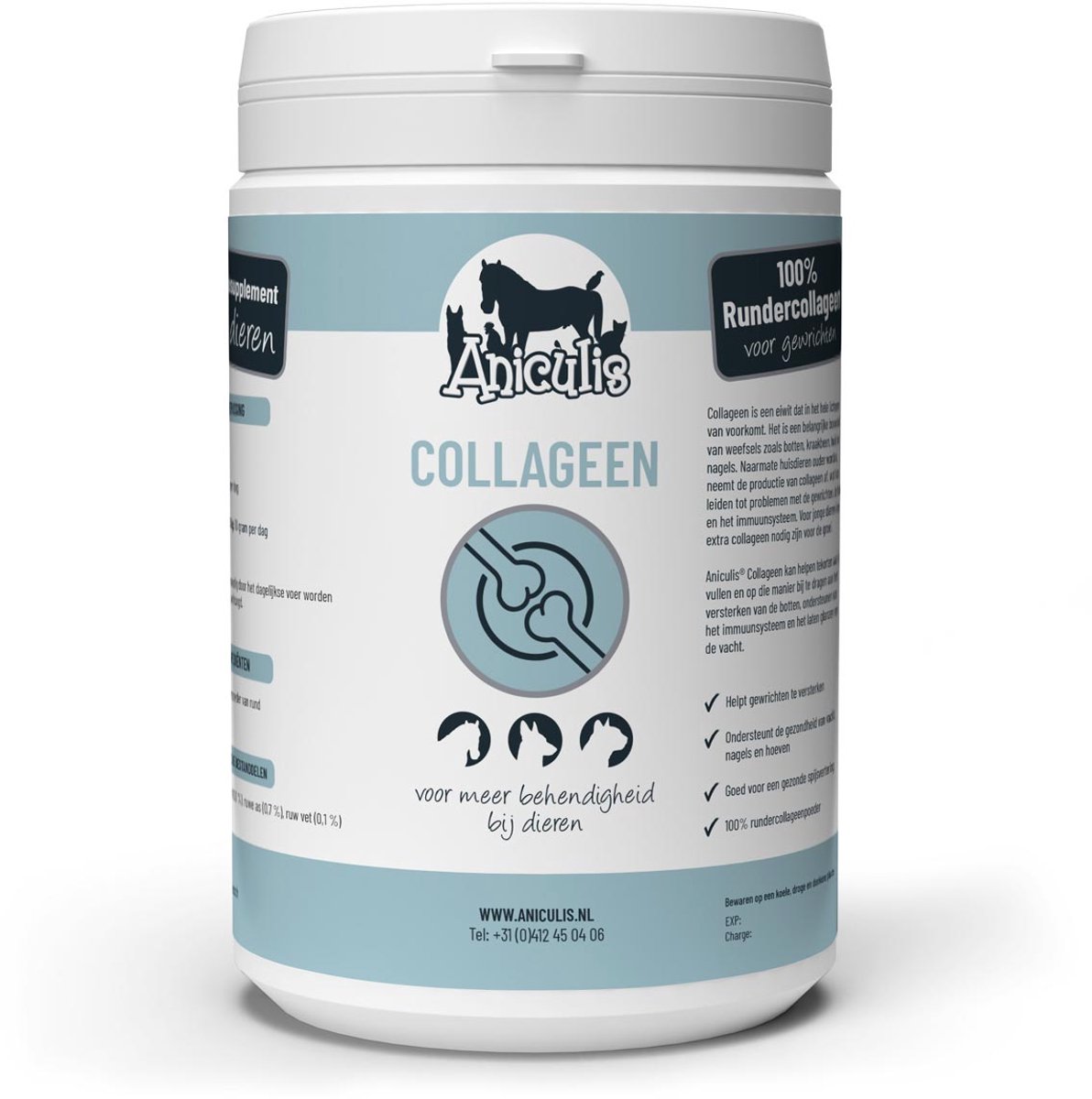 Aniculis - Collageen poeder voor honden, katten & paarden (500g) | Helpt gewrichten te versterken | Premiumkwaliteit, eiwitrijk & zonder toevoegingen