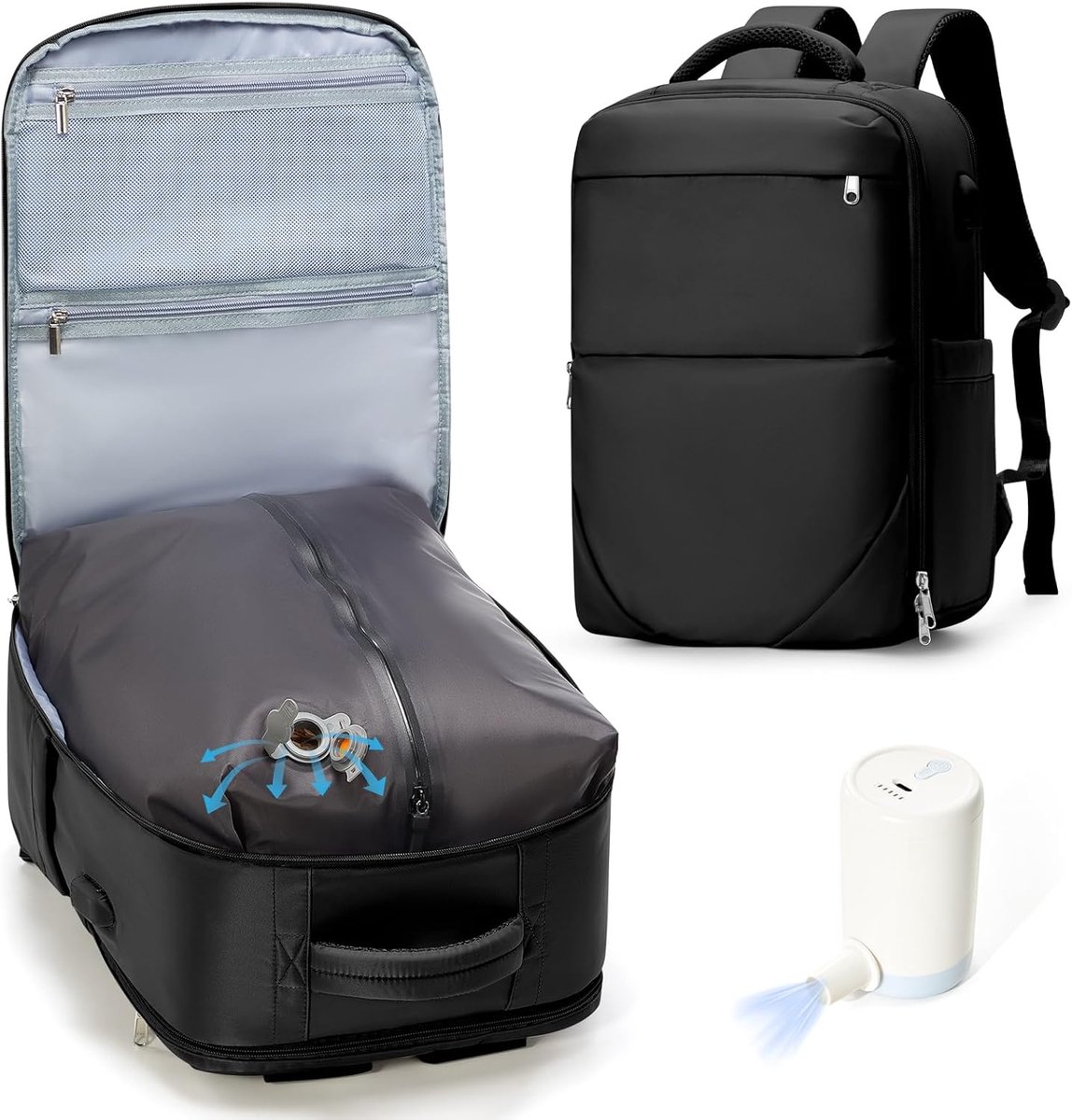 Vacuum Rugzak voor Handbagage met Pomp, Ideaal voor Reizen, Compact en Veilig