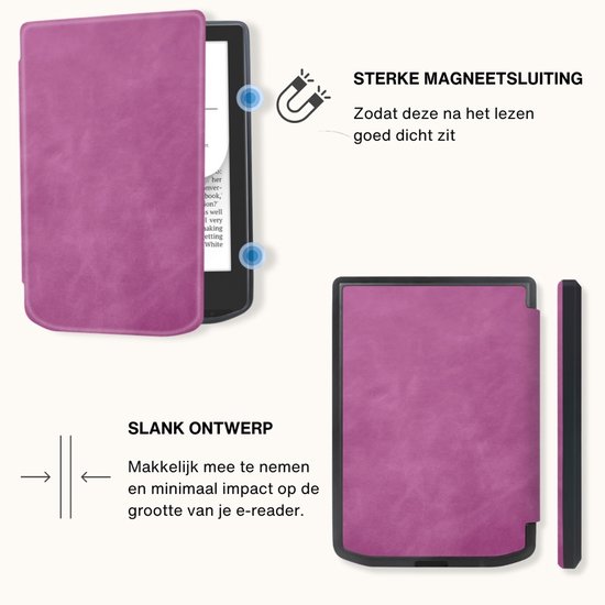 Lunso PocketBook Verse / Verse Pro / Verse Color Slim hard case hoes (6 inch) - sleepcover - Paars van Lunso — afbeelding 4