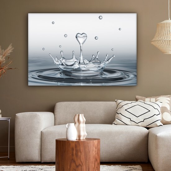 Peinture sur toile 120x80 cm - Décoration murale Abstrait - Moderne - Water - Coeur - Décoration murale salon - Décoration chambre moderne - Tableaux abstraits