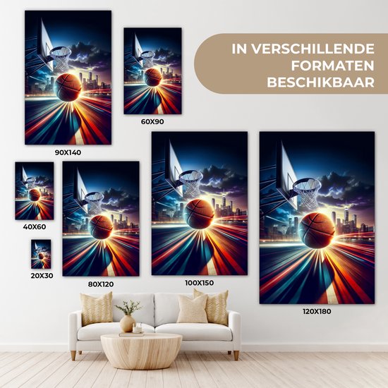 Peinture sur toile 40x60 cm - Décoration murale Basketbal - Sport - Basket - Ville - Décoration murale murale chambre ado - Décoration chambre ado - Accessoires chambre ado - Tableaux chambre