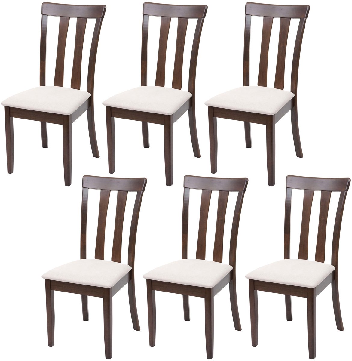 Set van 6 eetkamerstoelen MCW-G46, keukenstoel, stof/textiel, massief hout ~ donker frame, beige