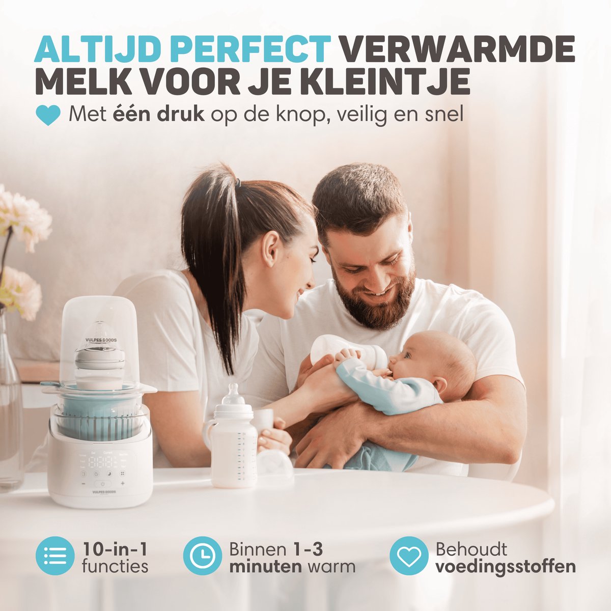 Vulpes Goods BabyCare - Flessenwarmer - 10in1 - Warmhouden 24u, Ontdooien & Steriliseren - PRO V2 Versie thumbnail 3