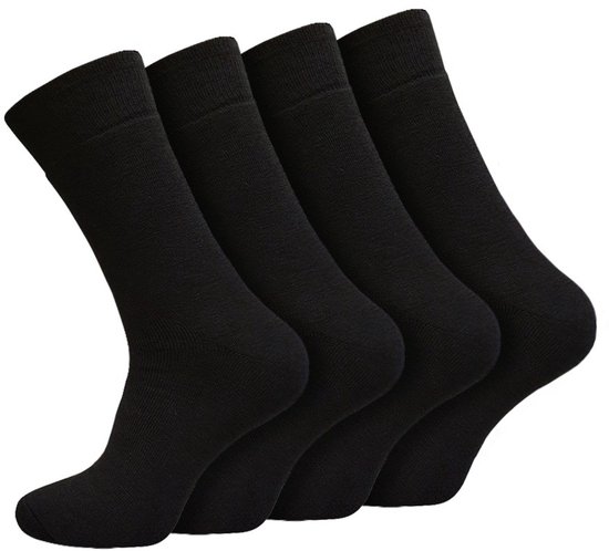 Chaussettes Thermo Calzera - 4 paires - Chaussettes d'hiver épaisses et chaudes - Femme et Homme - Chaussettes en coton - Zwart - Taille 43-46