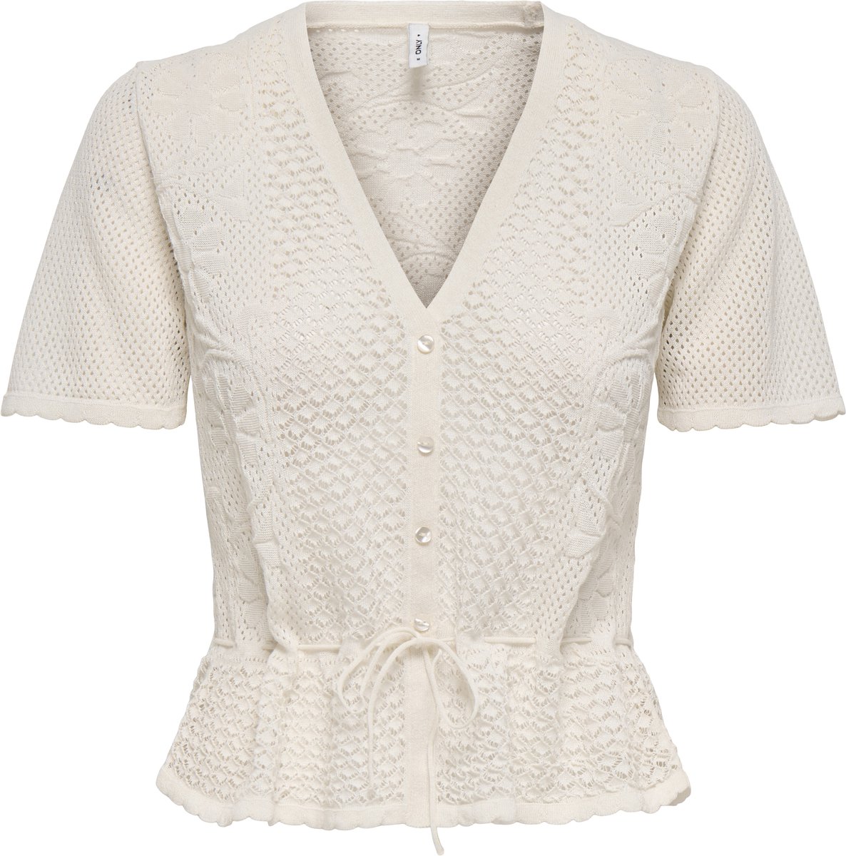 ONLY - ONLMAI SS V-NECK TIE STRING CARDI EX KNT - Dames - Cardigans