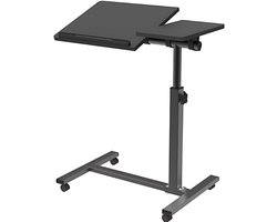 Livista Laptoptafel - Bedtafel met wieltjes - Bedleestafel - Laptop Standaard - Bijzettafel op wielen - Zit Sta Bureau - In hoogte verstelbaar - Maximale hoogte 90 cm