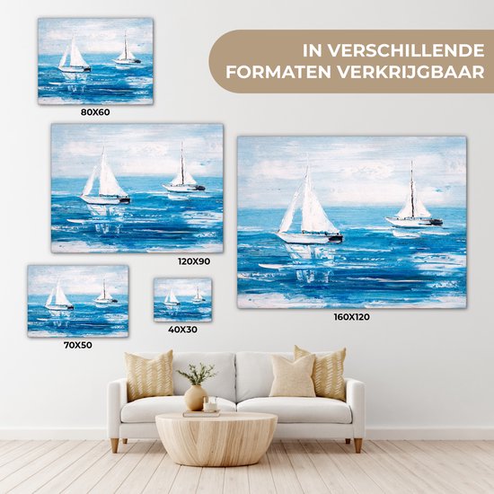 Toile - Peinture - Peinture à l'huile - Bateaux - Water - Mer - 40x30 cm - Intérieur - Peintures sur toile