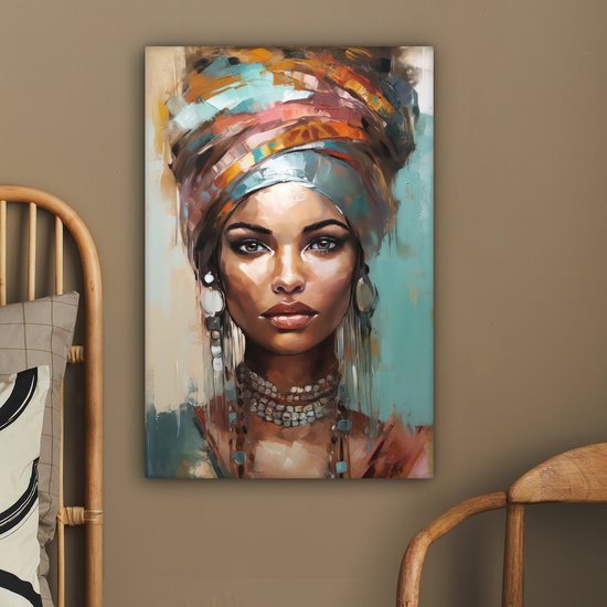 Tableau toile femme 60x90 cm - Décoration chambre adultes - Art moderne - Décoration murale toile toile abstraite - Toile murale cuisine - Photo sur toile - Tableau cuisine décoration maison - Décoration chambre abstraite - Hotel chic