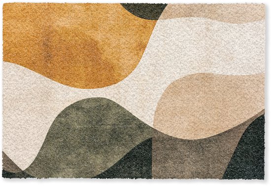 Paillasson 90x60 cm - Formes - Jaune ocre - Abstrait - Tapis d'intérieur - Tapis de nettoyage - Paillassons imprimés