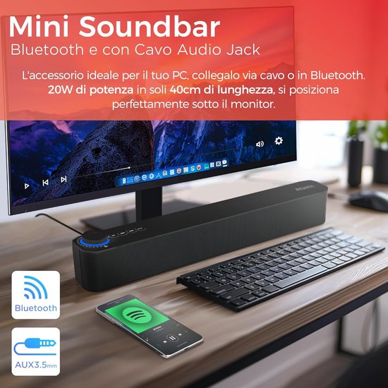 Krachtige Draagbare Soundbar met Bluetooth 5.3 en FM-Radio voor PC, Smartphone en TV — afbeelding 5