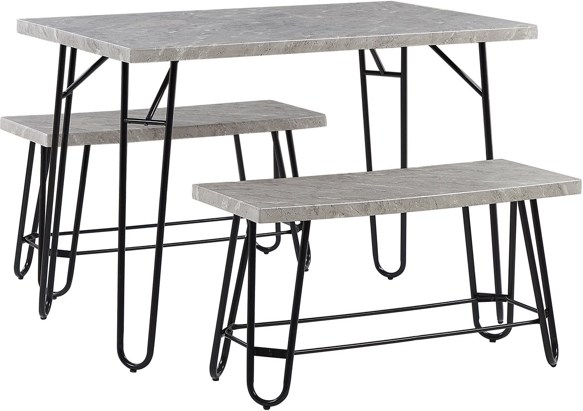 KEMPTON - Eetkamerset - Lichtgrijs - MDF