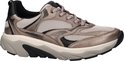 Grijze leren Gabor Rollingsoft sneaker met mesh en zwarte accenten, op een dikke zool.