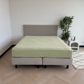 Kayori Tara Hoeslaken Jersey Stretch - 90-100x200-220 cm - Matrasdikte 35 cm - Rondom Elastiek - Biologisch Katoen - Strijkvrij - Saliegroen