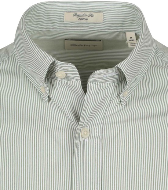 Chemise banquier en popeline Gant à rayures vertes - Taille M - Homme - Chemises décontractées