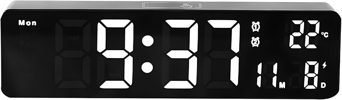 Multifunctionele Digitale Wandklok met LED Display - 10 Inch - Instelbare Helderheid, Nachtlampje en Oplaadpoort
