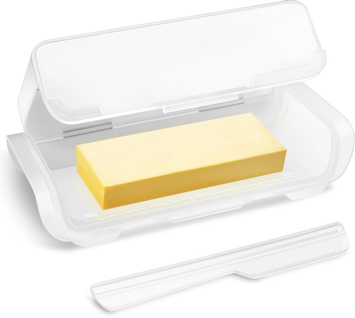 Ibenzoa® Transparante boterhouder met deksel en mes voor koelkast en tafel