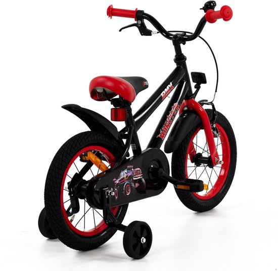 2Cycle Monster kinderfiets 14 inch (3 tot 5 jaar) voor jongens zwart van 2Cycle — afbeelding 4