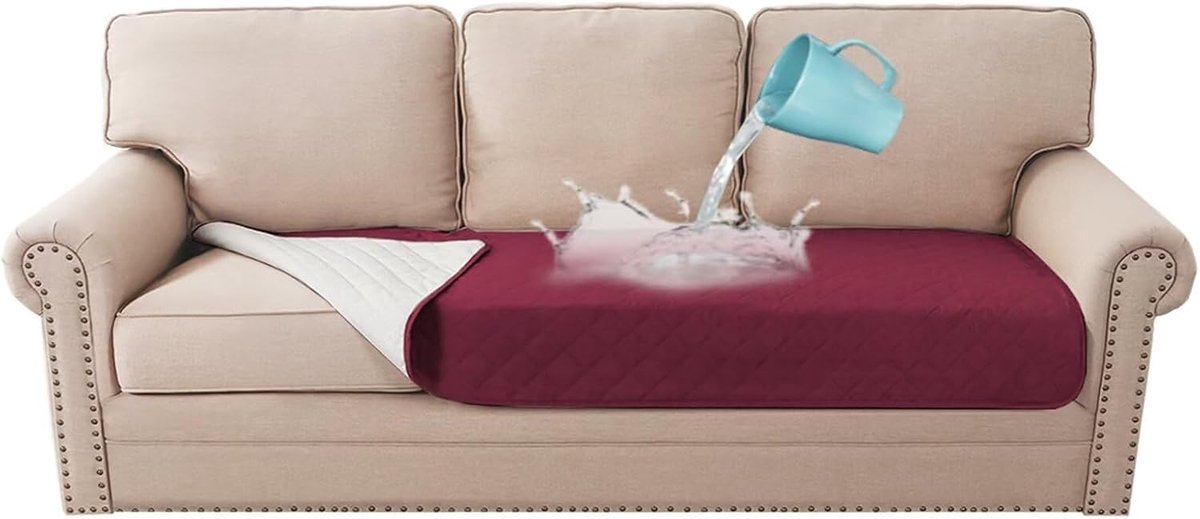 Waterdichte bankhoes voor honden en kinderen - Bankbeschermer in bordeauxrood, 208 x 88 cm