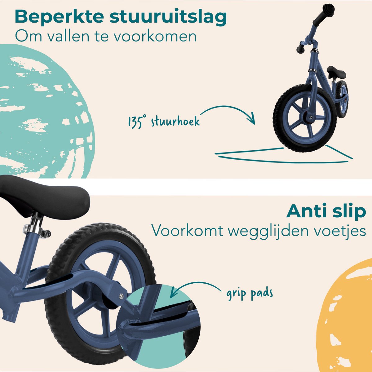 LifeGoods Loopfiets - Speelgoed 2 jaar en ouder - Jongens en Meisjes - Balance Bike - Loopfietsje - Marineblauw — afbeelding 8