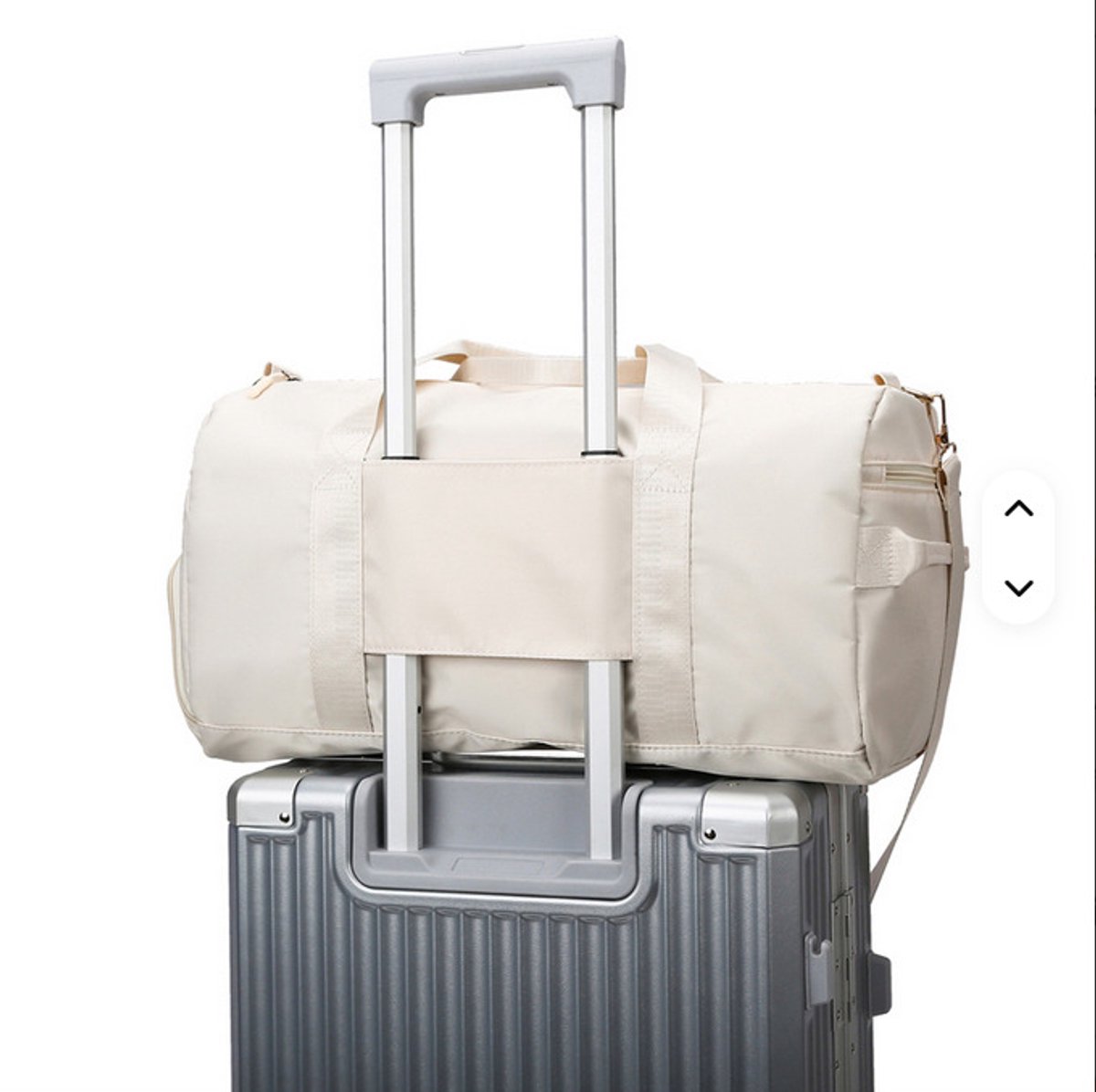 Reisweekendtas voor dames, draagtas voor overnachting met schoenenvak, 1- Beige Roze, Large, Weekendtas met apart schoenenvak