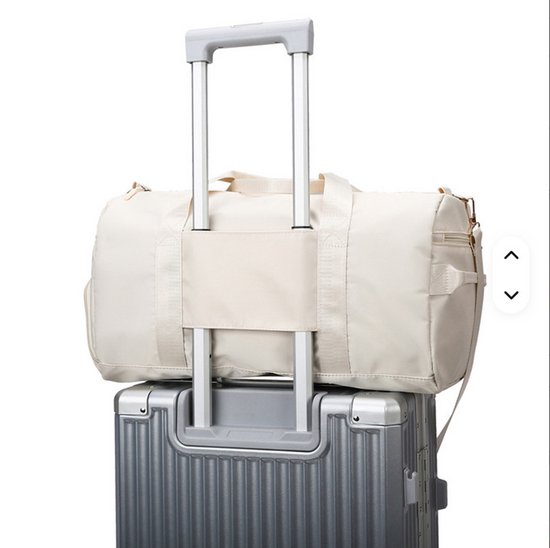 Dames Sporttas - Duffelbag - Licht beige met Schoenenvak - Weekendtas - Reistas — afbeelding 5