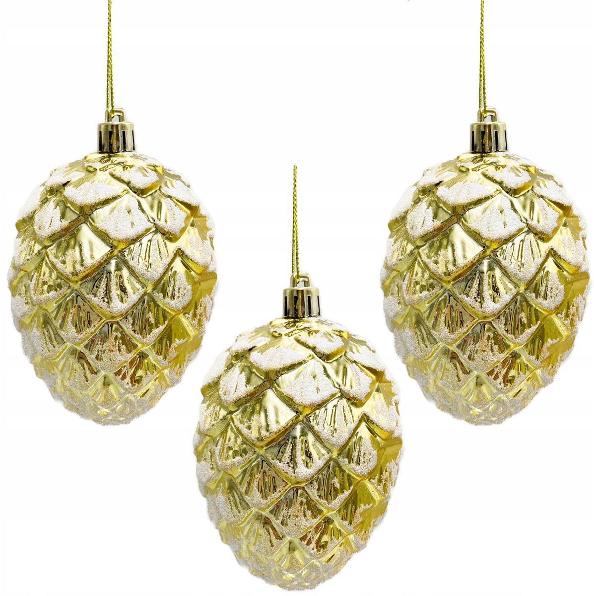 Gouden Kerstballen Dennappel 9cm - Set van 3 Stuks