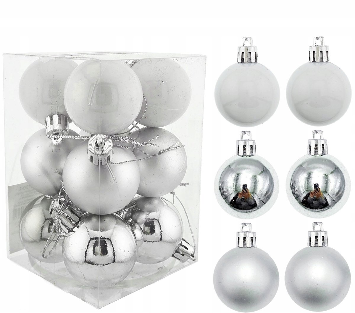 Zilveren Kerstballen Set 12 stuks 4cm - Onbreekbaar