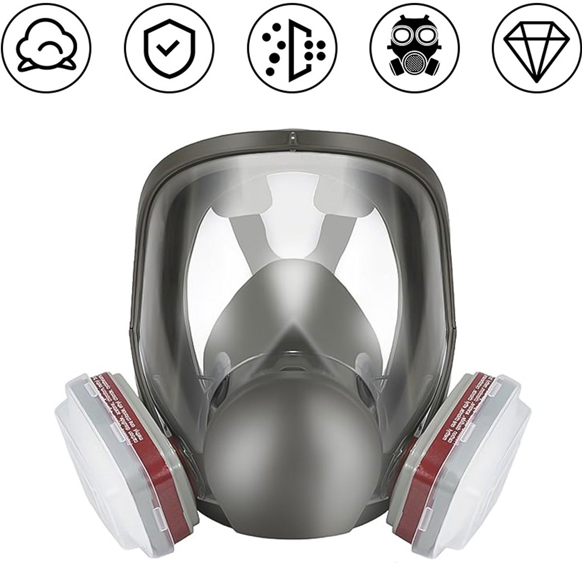 Volgelaatsmasker - Ademhalingsmasker - Herbruikbaar - Beschermend Masker - met Actief Koolfilter - voor Schilderen, Beschermt Tegen Gassen, Verf, Stof, Chemicaliën
