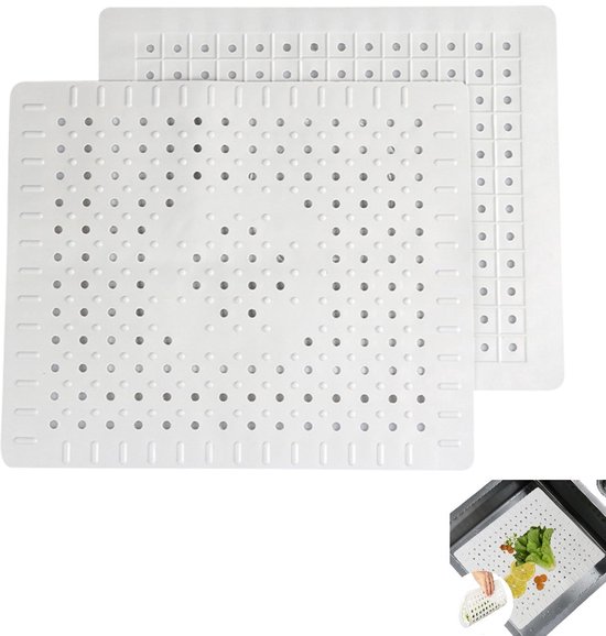 Tapis de comptoir à drainage rapide en 2 pièces - Tapis d'évier en caoutchouc découpable 31 x 26 cm avec trou de drainage pour Cuisine et salle de bain
