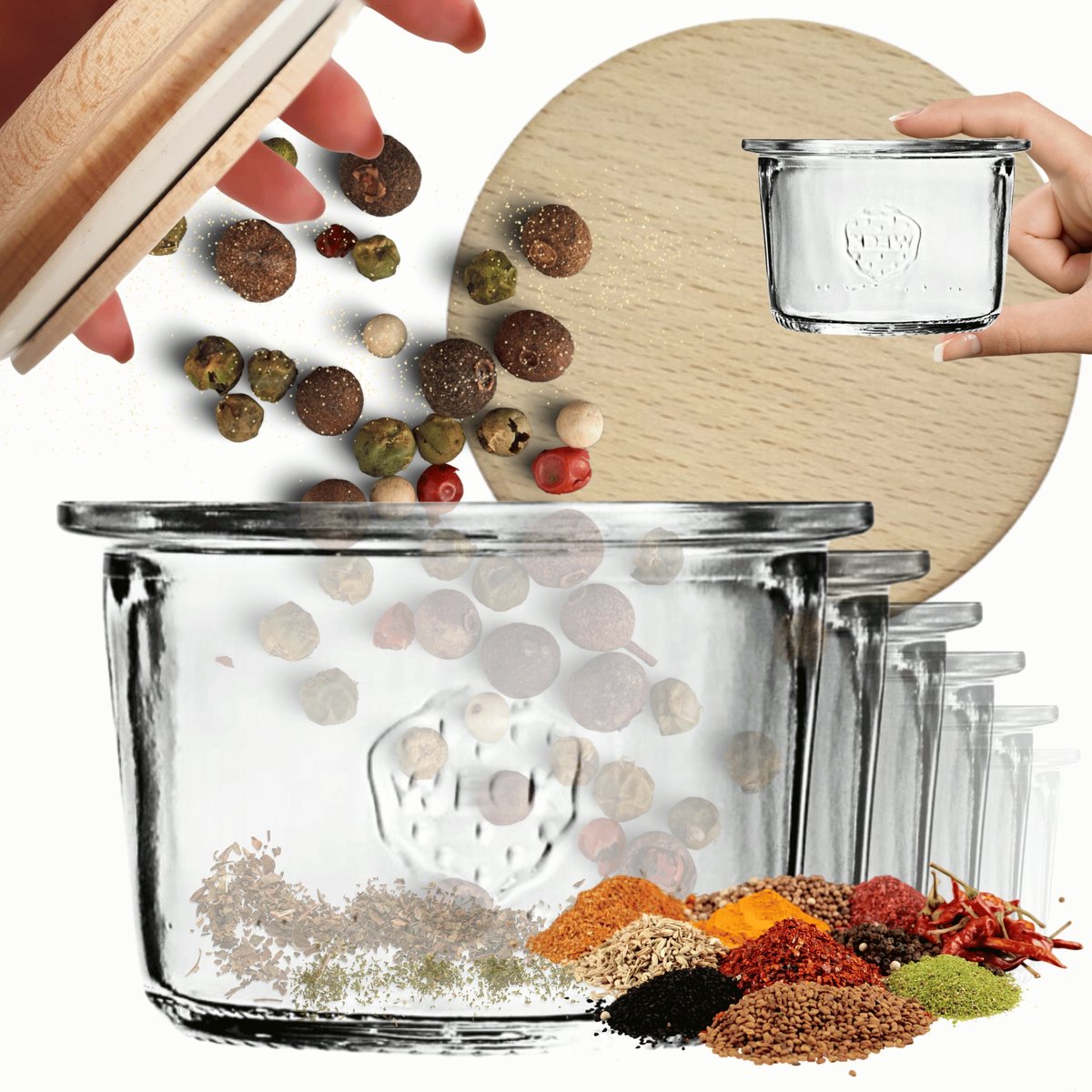 Weck Potten 80ml met Houten Deksel - 6 Stuks - Hittebestendig Glas