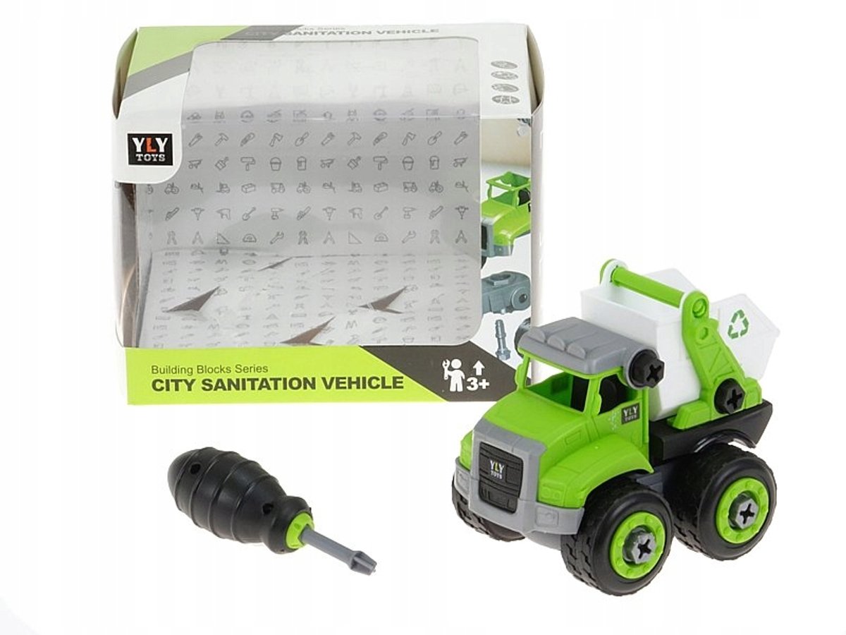 Adar Schroefbare Vuilniswagen Speelgoed 12cm Groen