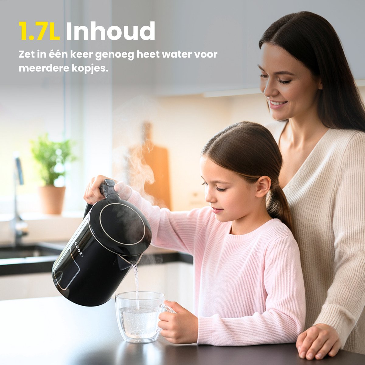 COOK-IT Waterkoker - LED Touchscreen - Instelbare Temperatuurregeling - Waterkokers - 1.7L - Elektrisch - Cool Touch — afbeelding 7