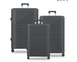 MRKA® Vienna - Reiskoffer set 3-delig (S + M + L) - Zwart - Koffers - Kofferset - Drie Koffers - Driedelig Kofferset - Koffer - Luggage - Valies - Reisbagage - Polypropyleen Koffer - TSA Slot - 360° Wielen - Koffers Met Wielen - 38, 60 en 94 Liter
