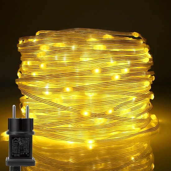 10M 100 LED Warmwit Lichtsnoer Buiten Stroom met Timer