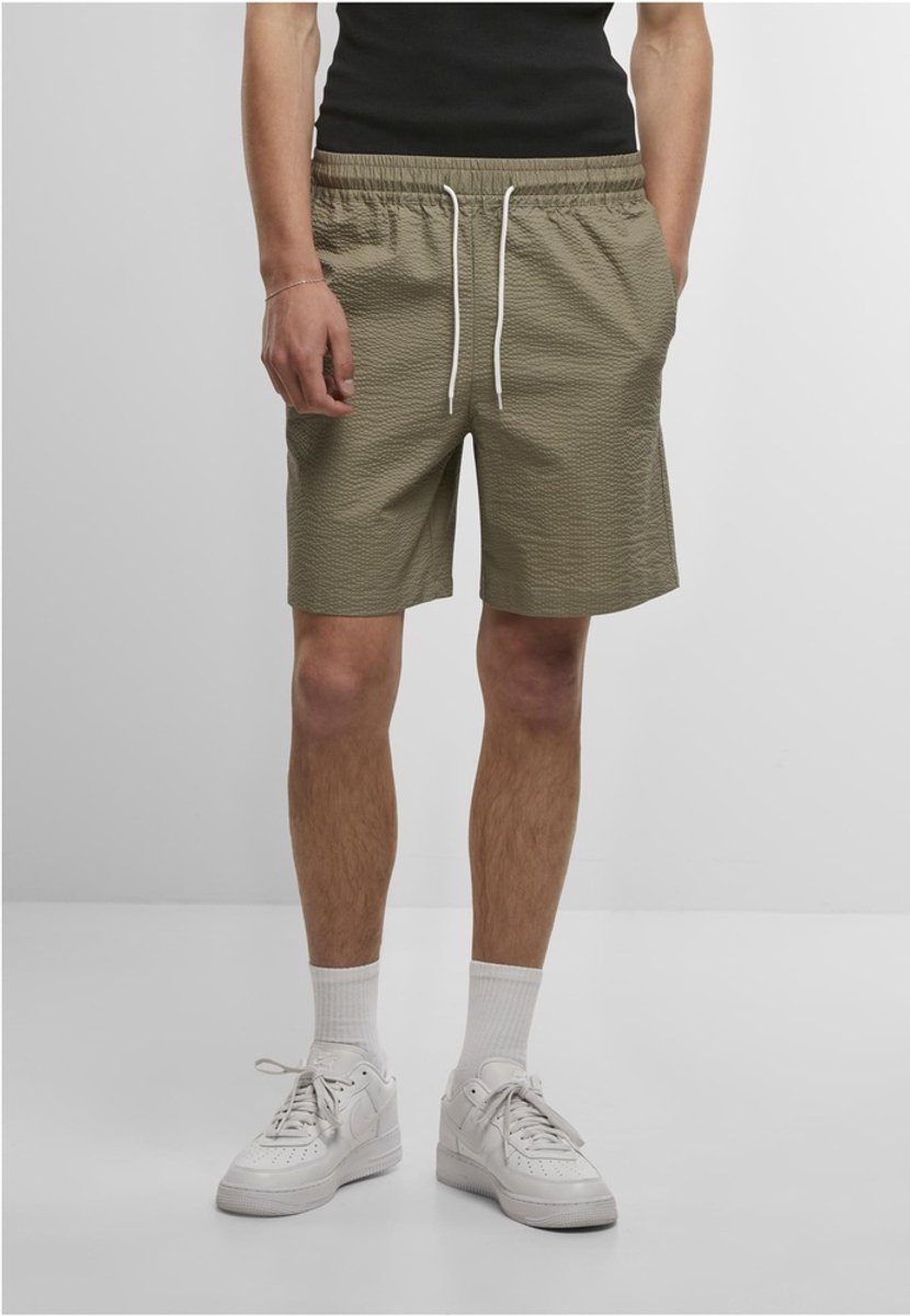 Urban Classics Basic Seersucker Korte broek 3XL Olijfgroen