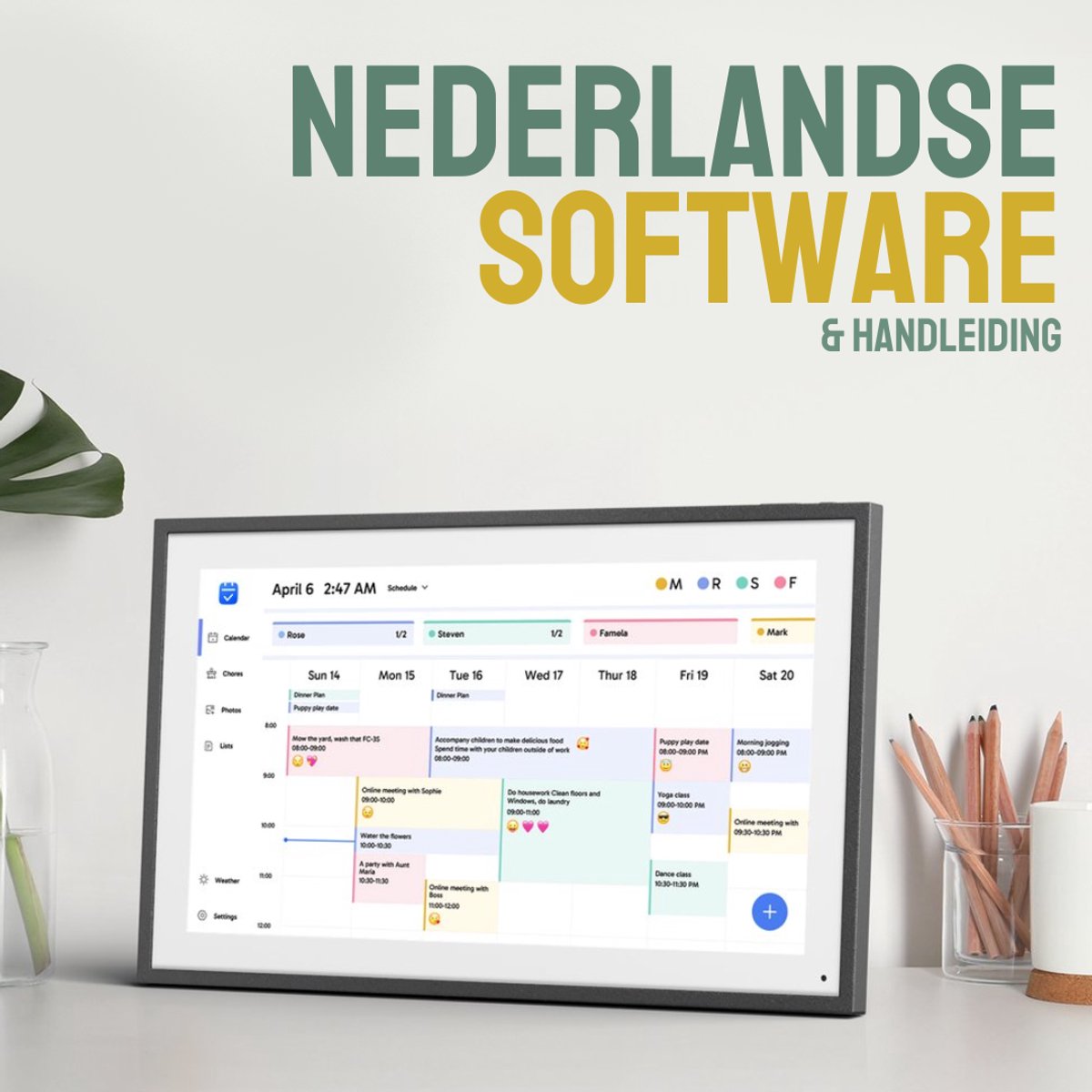 Annadue Slimme Digitale Kalender, 15,6 Wandkalender Klusschema