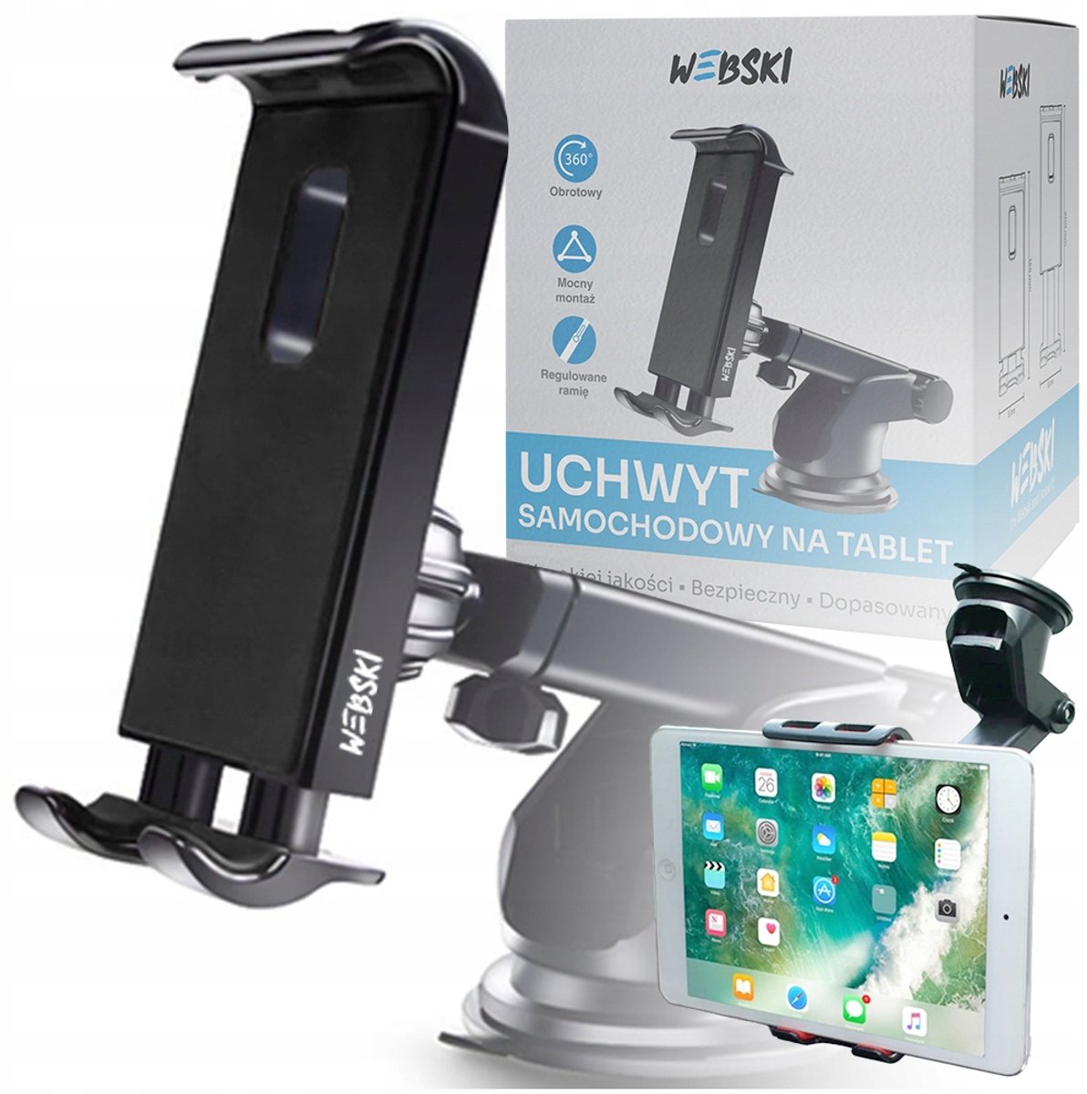 Universele Telescoop Autohouder voor Telefoon & Tablet - Zwart