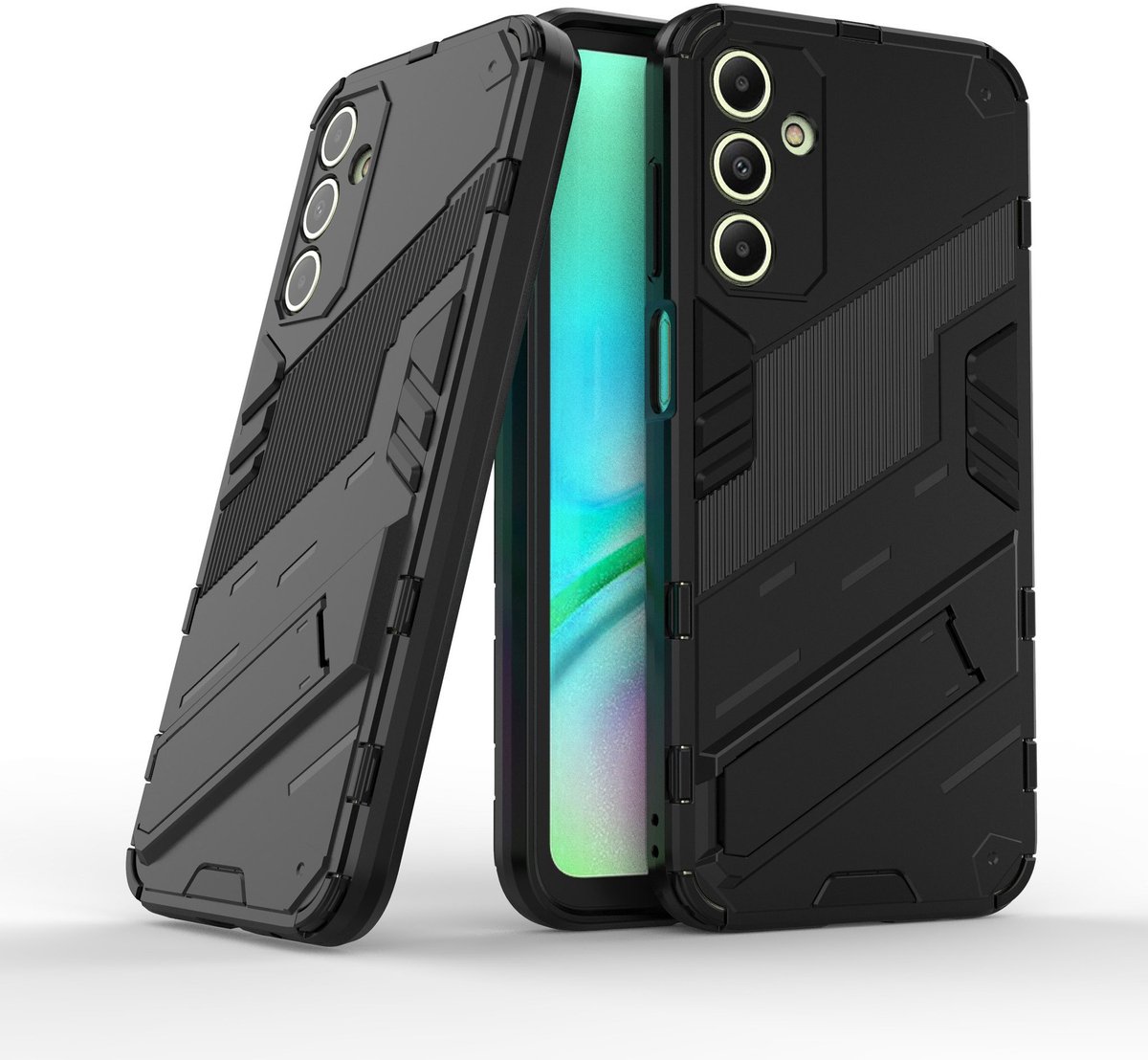 Solidenz StandGuard Xtreme geschikt voor Samsung Galaxy A15 hoesje - Zwart
