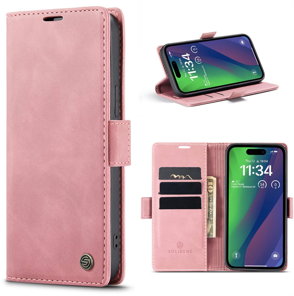 Solidenz Hoesje - Geschikt voor iPhone 17e / 16e - Urban Book - Roze