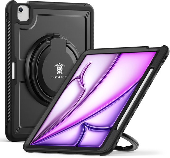 Étui Turtle Shift Perfect Grip iPad Air 6 M2 avec protection d'écran - 13 pouces (2024) - Noir