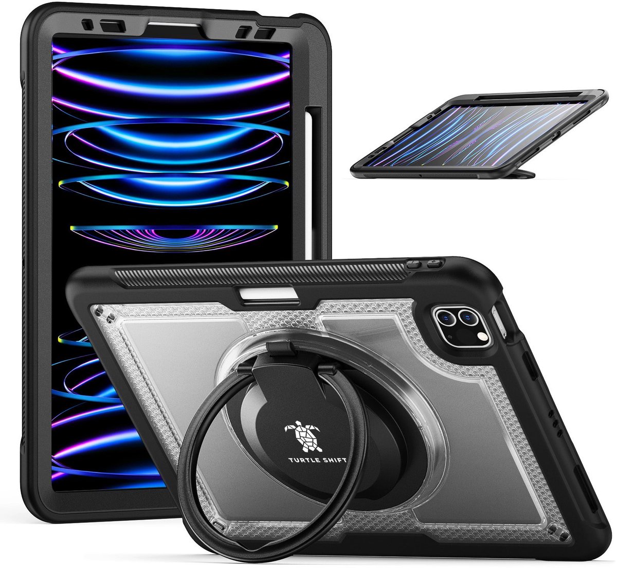 Turtle Shift Hoes - Geschikt voor iPad Air 5 / Air 4 - Hoes met screen protector - Uitklapbare standaard - 10.9 inch - Transparant