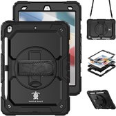 Étui iPad 2018/2017/iPad Air 2 - 9,7 pouces - Étui Turtle Shift Cover - Bandoulière - Dragonne - Antichoc - Avec support - Support Apple Pencil - Noir