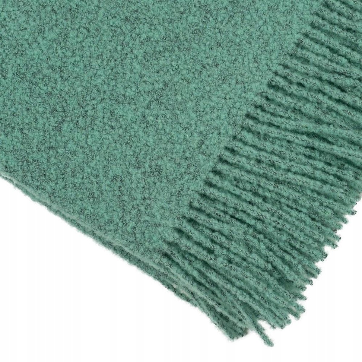 Merino Wol Wolle Deken Krul Mint 140x200cm met Franjes