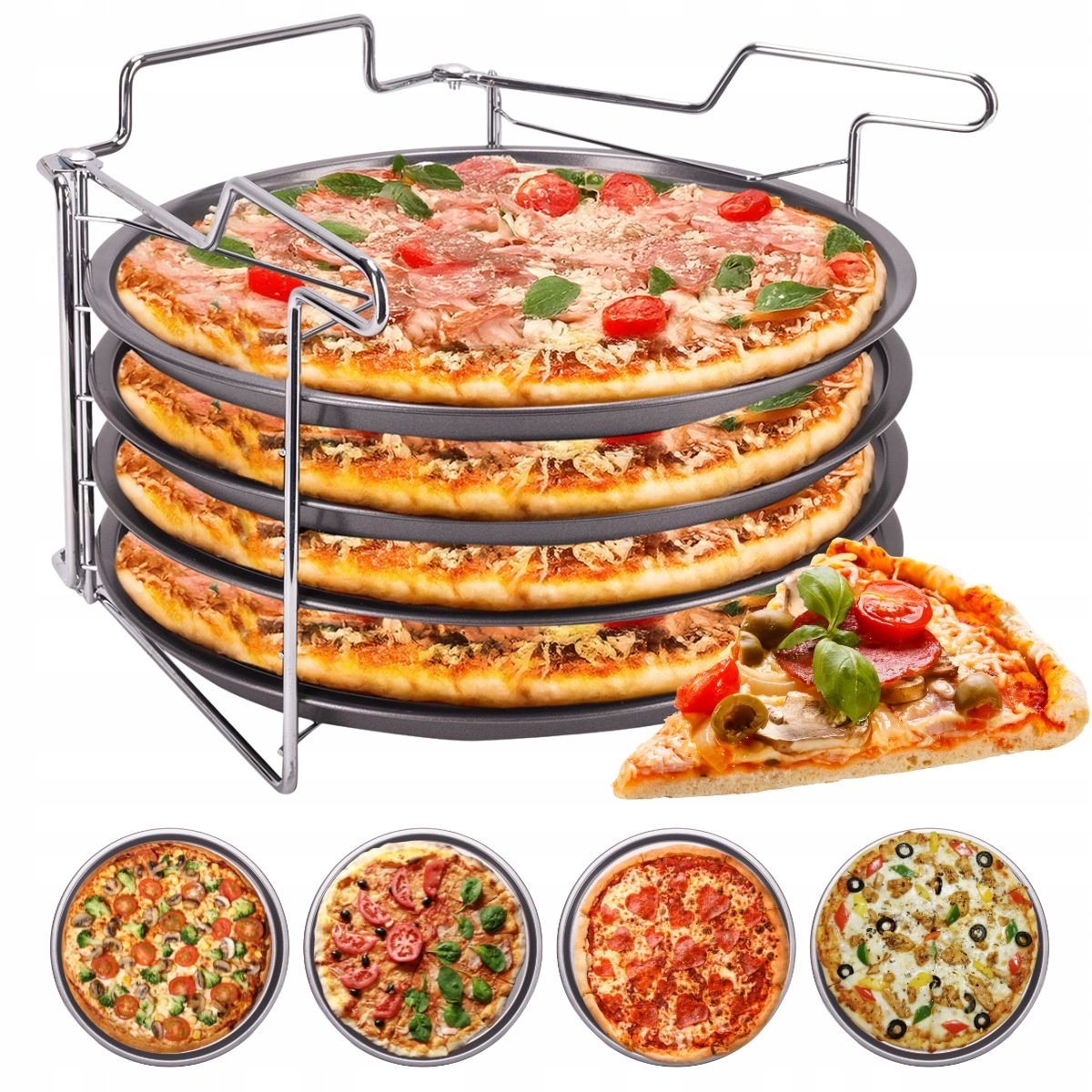 Kamille Pizzavorm Set (4x 30cm) met Standaard