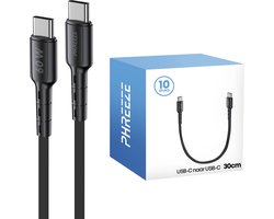 Grootverpakking usb C oplader kabel kort - 30cm, snellader - Usb C naar usb C snoer