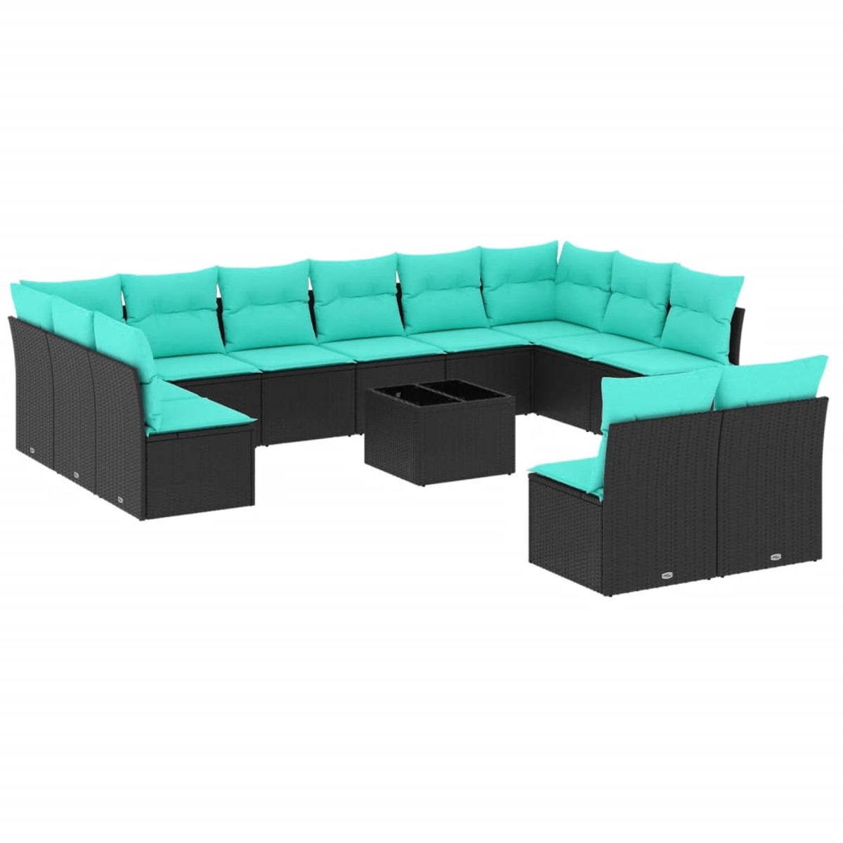 vidaXL - 13-delige - tuinbankset - met - kussens - van - zwart - polyrotan